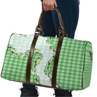 Green Hawaii Palaka Travel Bag Maile Pikake Honohono Orchid Lei