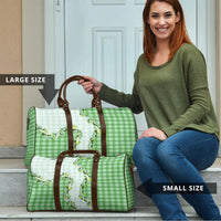 Green Hawaii Palaka Travel Bag Maile Pikake Honohono Orchid Lei