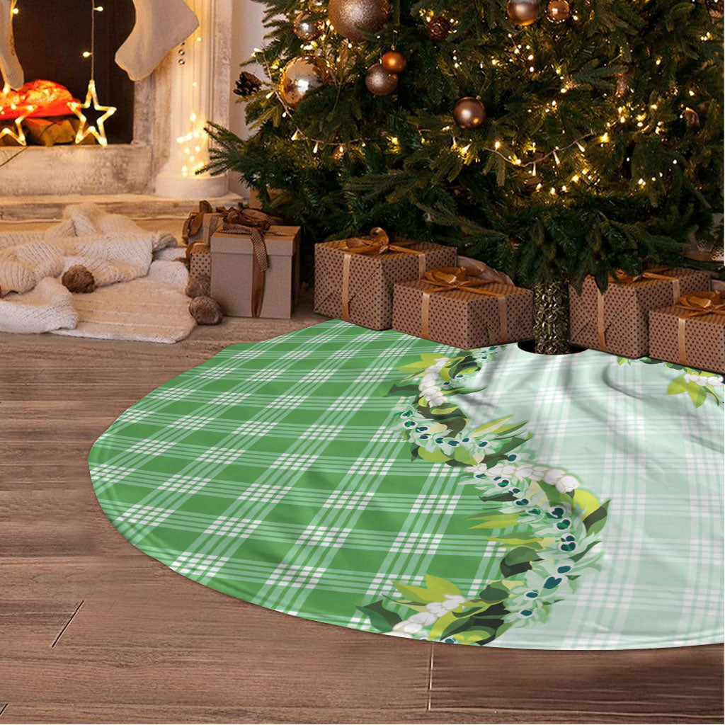 Green Hawaii Palaka Tree Skirt Maile Pikake Honohono Orchid Lei LT05 - Polynesian Pride