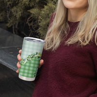 Green Hawaii Palaka Tumbler Cup Maile Pikake Honohono Orchid Lei
