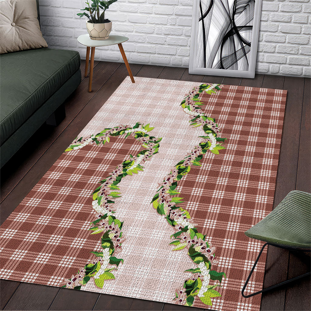 Mocha Hawaii Palaka Area Rug Maile Pikake Honohono Orchid Lei