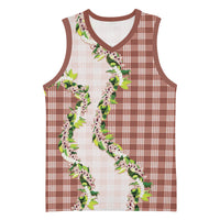 Mocha Hawaii Palaka Basketball Jersey Maile Pikake Honohono Orchid Lei