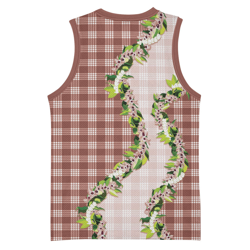 Mocha Hawaii Palaka Basketball Jersey Maile Pikake Honohono Orchid Lei
