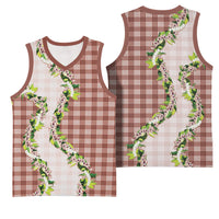 Mocha Hawaii Palaka Basketball Jersey Maile Pikake Honohono Orchid Lei