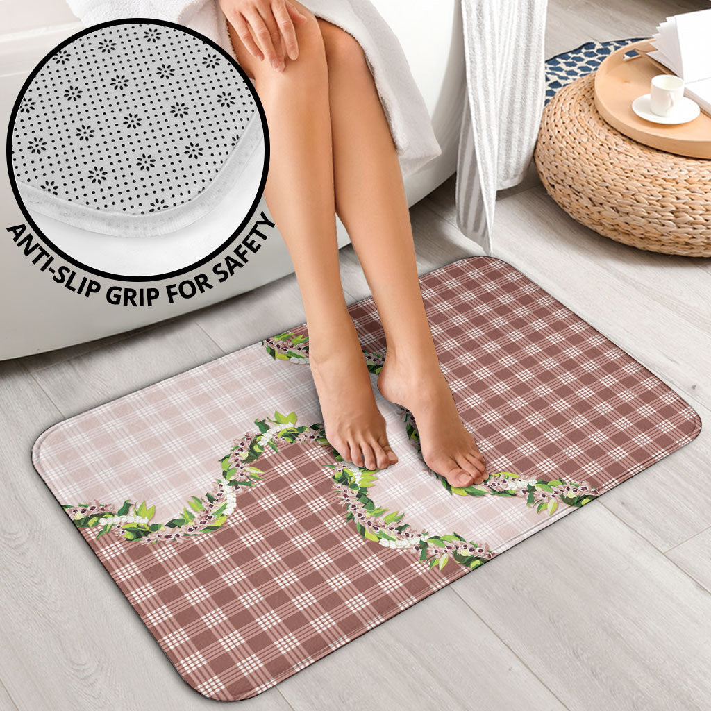 Mocha Hawaii Palaka Bathroom Set Maile Pikake Honohono Orchid Lei