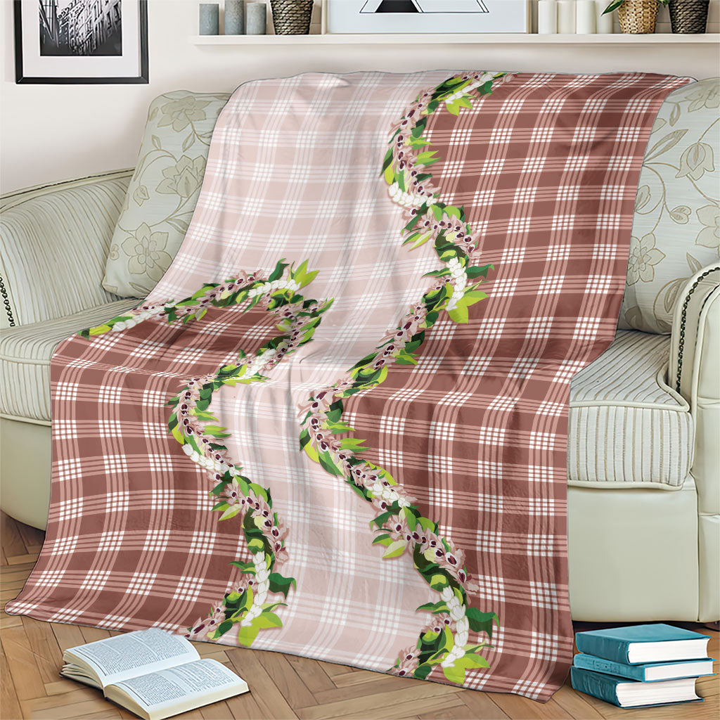 Mocha Hawaii Palaka Blanket Maile Pikake Honohono Orchid Lei