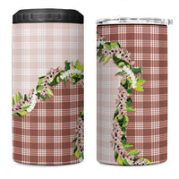 Mocha Hawaii Palaka 4 in 1 Can Cooler Tumbler Maile Pikake Honohono Orchid Lei LT05 One Size: 16 oz Mocha - Polynesian Pride