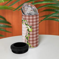 Mocha Hawaii Palaka 4 in 1 Can Cooler Tumbler Maile Pikake Honohono Orchid Lei LT05 - Polynesian Pride