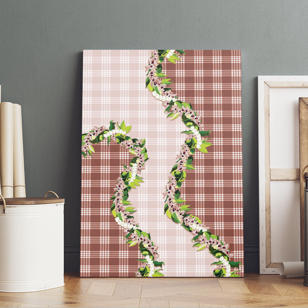 Mocha Hawaii Palaka Canvas Wall Art Maile Pikake Honohono Orchid Lei