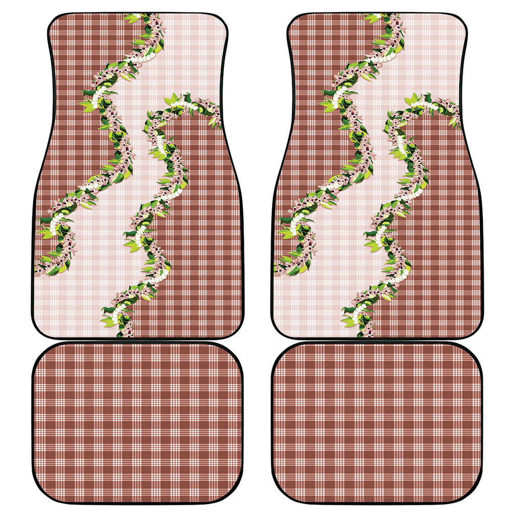 Mocha Hawaii Palaka Car Mats Maile Pikake Honohono Orchid Lei