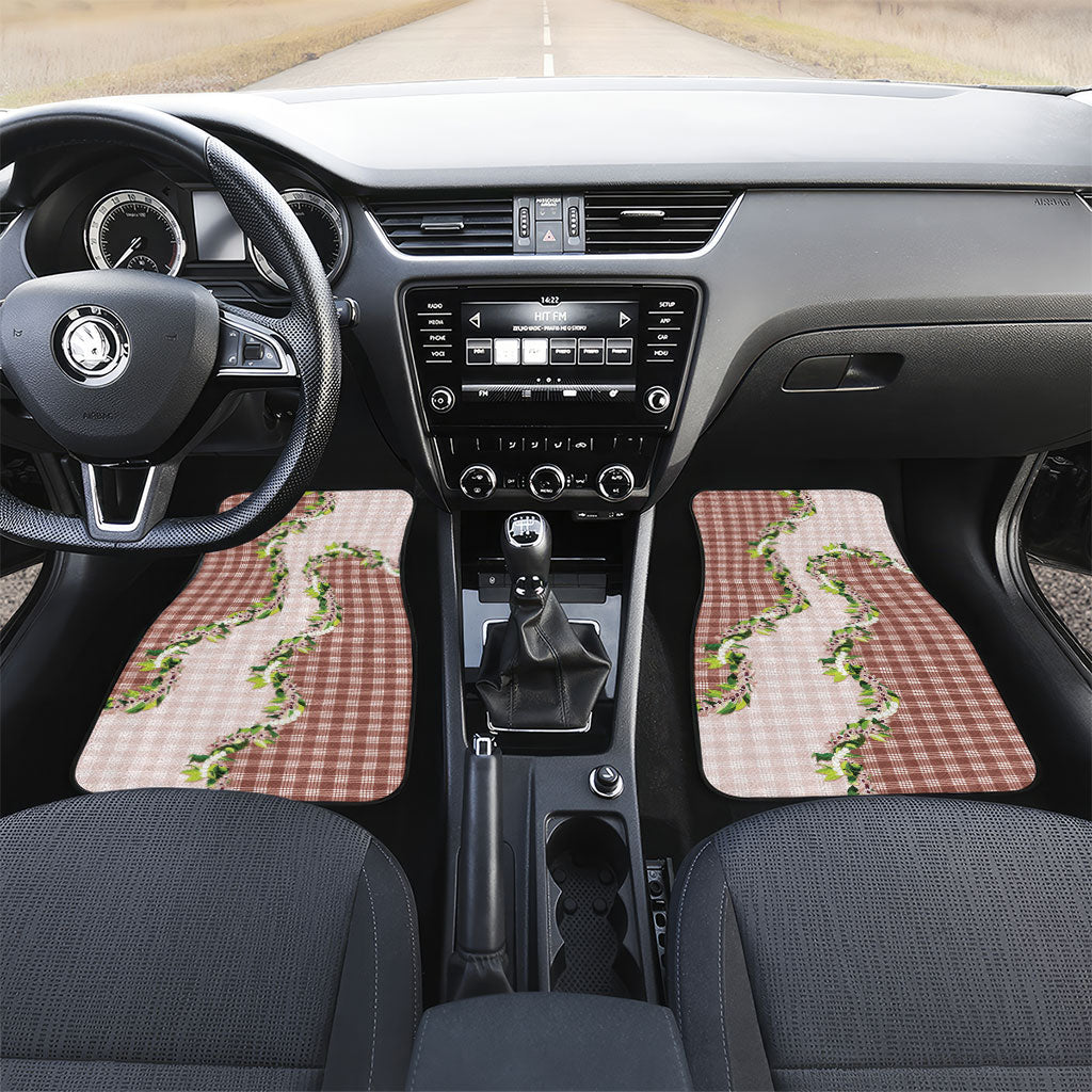 Mocha Hawaii Palaka Car Mats Maile Pikake Honohono Orchid Lei