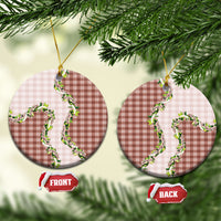 Mocha Hawaii Palaka Ceramic Ornament Maile Pikake Honohono Orchid Lei LT05 Circle Mocha - Polynesian Pride