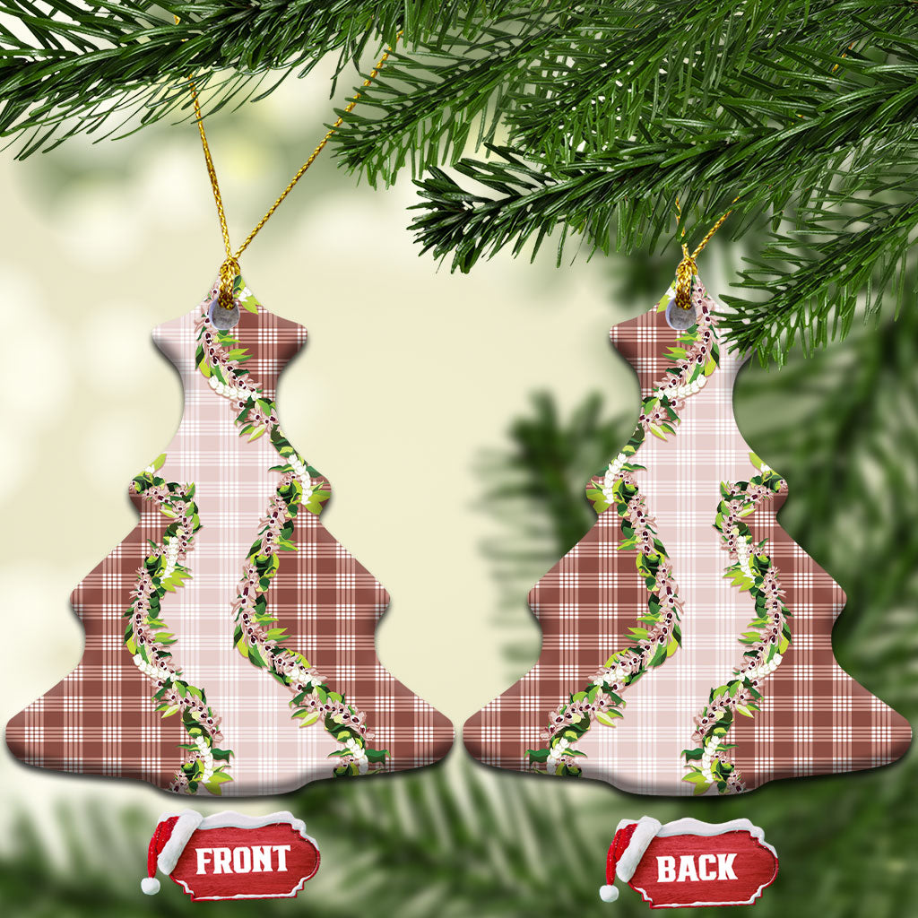 Mocha Hawaii Palaka Ceramic Ornament Maile Pikake Honohono Orchid Lei LT05 Christmas Tree Mocha - Polynesian Pride