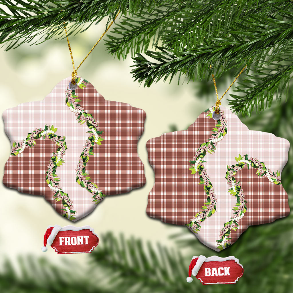 Mocha Hawaii Palaka Ceramic Ornament Maile Pikake Honohono Orchid Lei LT05 Snow Flake Mocha - Polynesian Pride