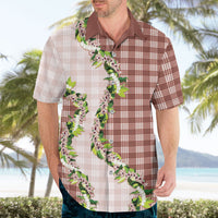 Mocha Hawaii Palaka Hawaiian Shirt Maile Pikake Honohono Orchid Lei