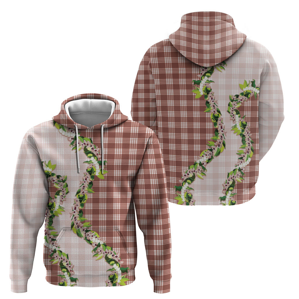 Mocha Hawaii Palaka Hoodie Maile Pikake Honohono Orchid Lei