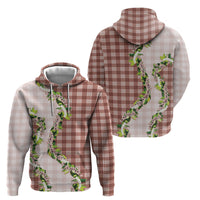 Mocha Hawaii Palaka Hoodie Maile Pikake Honohono Orchid Lei