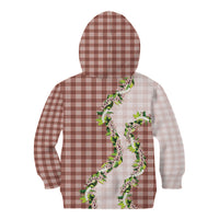 Mocha Hawaii Palaka Kid Hoodie Maile Pikake Honohono Orchid Lei LT05 - Polynesian Pride