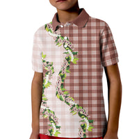Mocha Hawaii Palaka Kid Polo Shirt Maile Pikake Honohono Orchid Lei LT05 Kid Mocha - Polynesian Pride