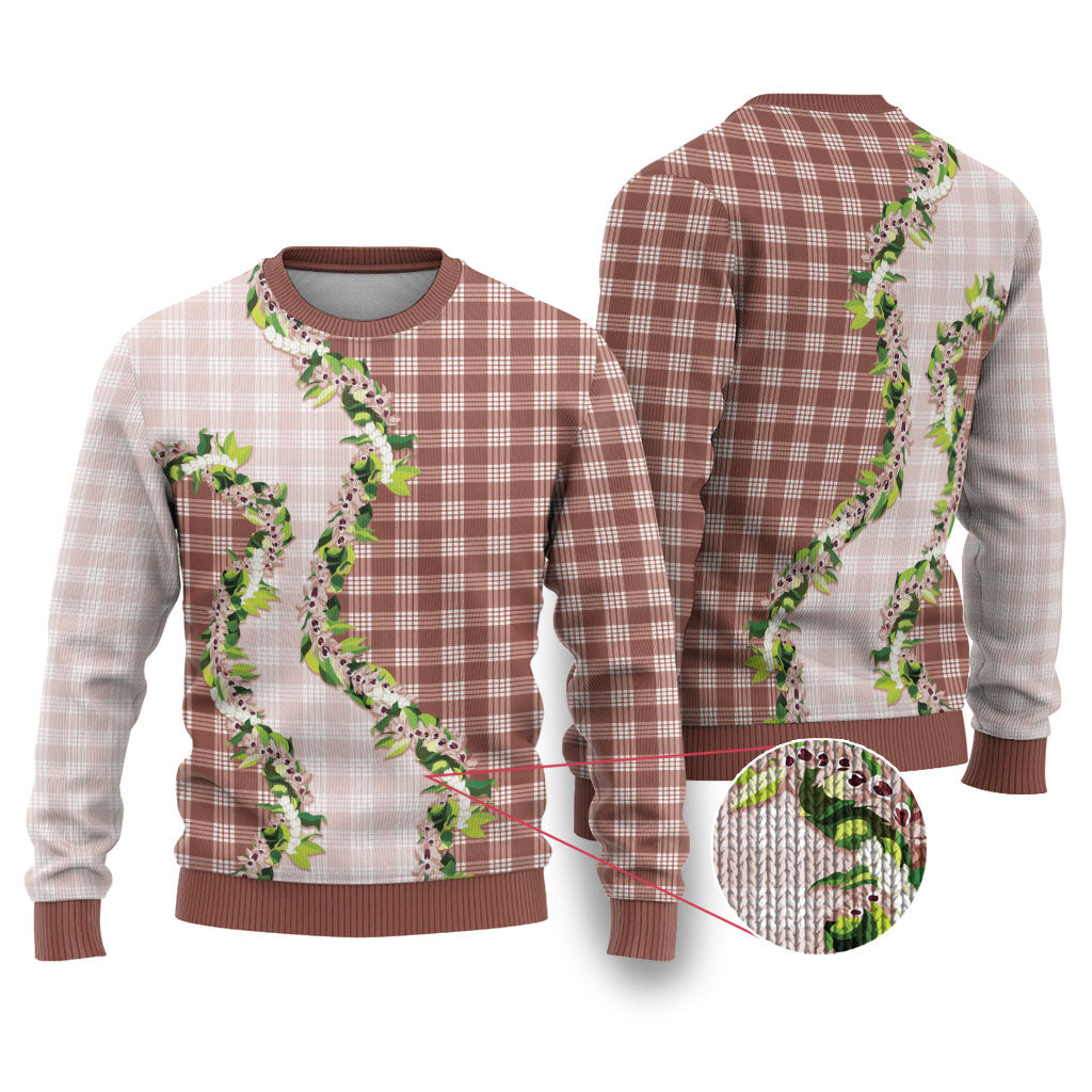Mocha Hawaii Palaka Ugly Christmas Sweater Maile Pikake Honohono Orchid Lei LT05 Mocha - Polynesian Pride