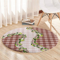 Mocha Hawaii Palaka Round Carpet Maile Pikake Honohono Orchid Lei