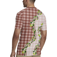 Mocha Hawaii Palaka Rugby Jersey Maile Pikake Honohono Orchid Lei