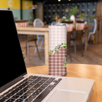 Mocha Hawaii Palaka Skinny Tumbler Maile Pikake Honohono Orchid Lei LT05 - Polynesian Pride