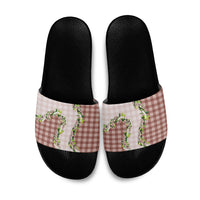 Mocha Hawaii Palaka Slide Sandals Maile Pikake Honohono Orchid Lei LT05 Mocha - Polynesian Pride