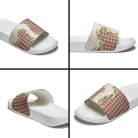 Mocha Hawaii Palaka Slide Sandals Maile Pikake Honohono Orchid Lei LT05 - Polynesian Pride