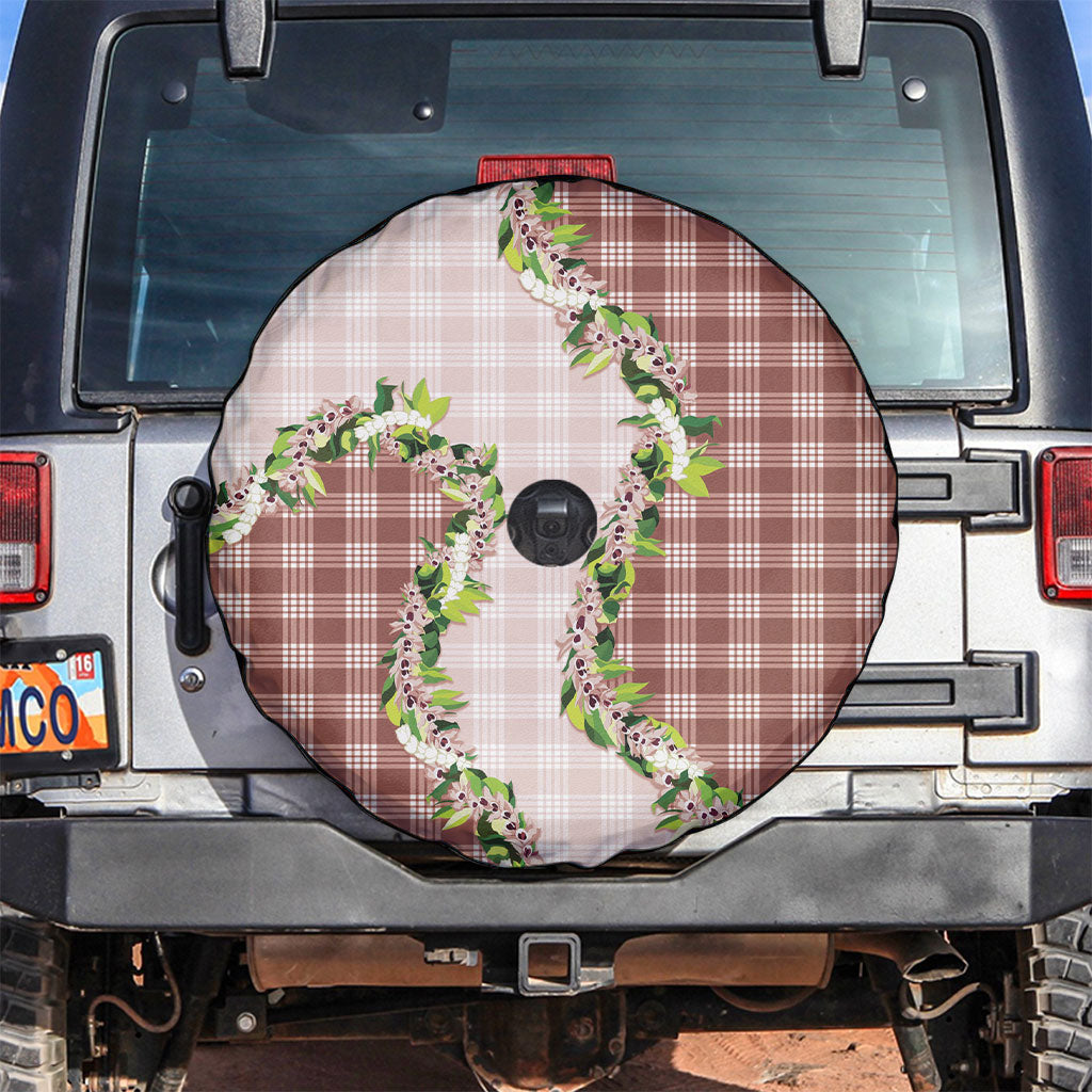 Mocha Hawaii Palaka Spare Tire Cover Maile Pikake Honohono Orchid Lei LT05 Mocha - Polynesian Pride