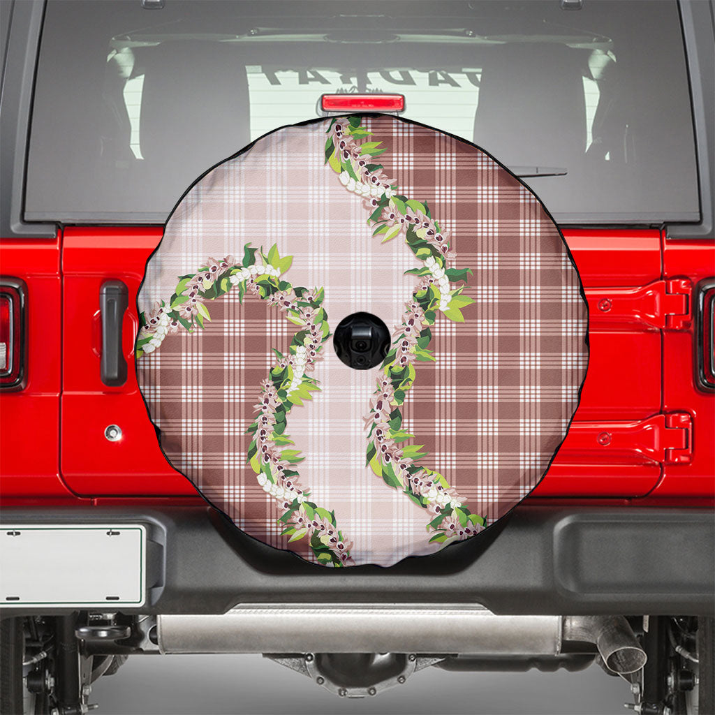 Mocha Hawaii Palaka Spare Tire Cover Maile Pikake Honohono Orchid Lei LT05 - Polynesian Pride