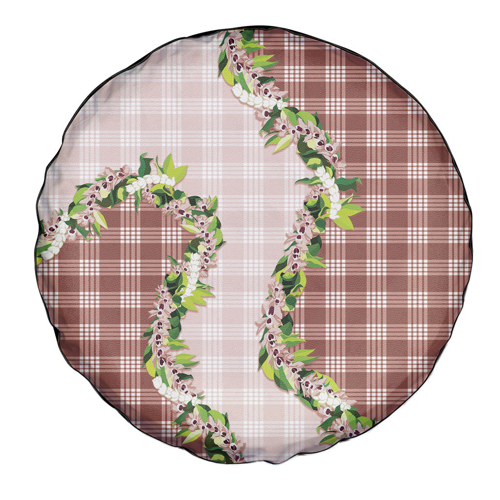 Mocha Hawaii Palaka Spare Tire Cover Maile Pikake Honohono Orchid Lei LT05 - Polynesian Pride