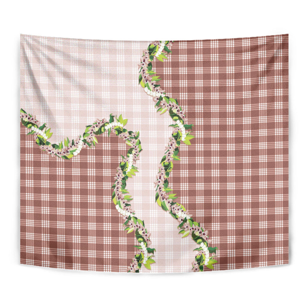 Mocha Hawaii Palaka Tapestry Maile Pikake Honohono Orchid Lei