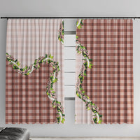 Mocha Hawaii Palaka Window Curtain Maile Pikake Honohono Orchid Lei LT05 With Hooks Mocha - Polynesian Pride