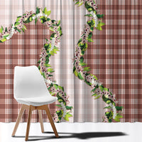 Mocha Hawaii Palaka Window Curtain Maile Pikake Honohono Orchid Lei LT05 - Polynesian Pride