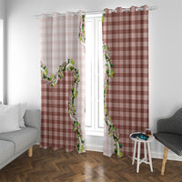 Mocha Hawaii Palaka Window Curtain Maile Pikake Honohono Orchid Lei LT05 With Grommets Mocha - Polynesian Pride