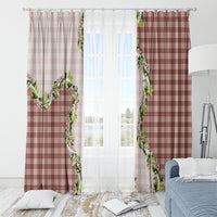 Mocha Hawaii Palaka Window Curtain Maile Pikake Honohono Orchid Lei LT05 - Polynesian Pride