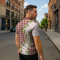 Mocha Hawaii Palaka Zipper Polo Shirt Maile Pikake Honohono Orchid Lei LT05 - Polynesian Pride