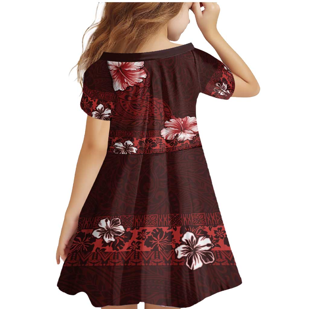 Hawaii Hibiscus With Oxblood Polynesian Pattern Family Matching Mermaid Dress and Hawaiian Shirt LT05 - Polynesian Pride