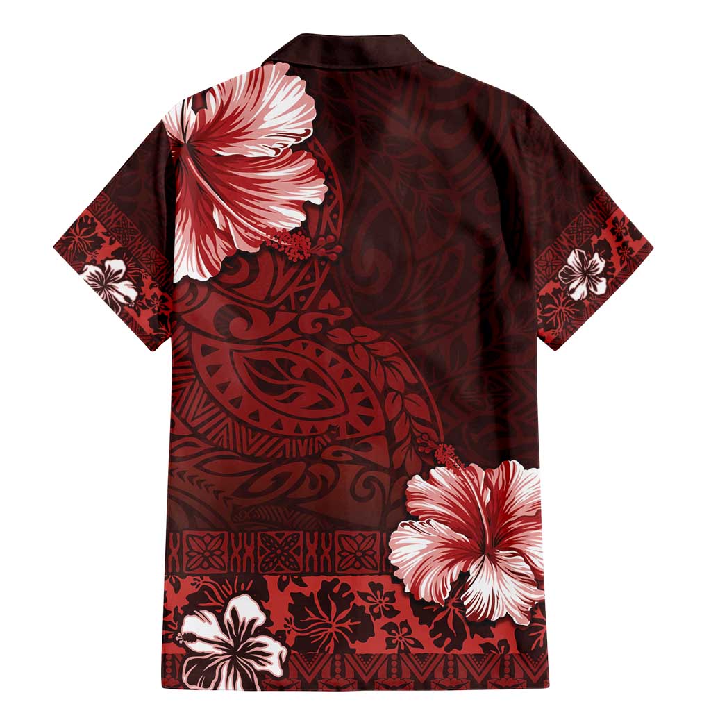 Hawaii Hibiscus With Oxblood Polynesian Pattern Family Matching Mermaid Dress and Hawaiian Shirt LT05 - Polynesian Pride