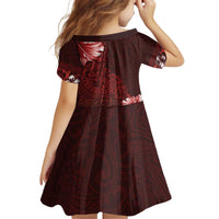 Hawaii Hibiscus With Oxblood Polynesian Pattern Family Matching Off Shoulder Short Dress and Hawaiian Shirt LT05 - Polynesian Pride
