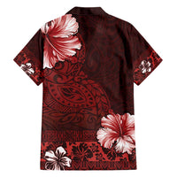 Hawaii Hibiscus With Oxblood Polynesian Pattern Family Matching Short Sleeve Bodycon Dress and Hawaiian Shirt LT05 - Polynesian Pride