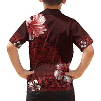 Hawaii Hibiscus With Oxblood Polynesian Pattern Family Matching Summer Maxi Dress and Hawaiian Shirt LT05 - Polynesian Pride