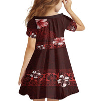 Hawaii Hibiscus With Oxblood Polynesian Pattern Family Matching Summer Maxi Dress and Hawaiian Shirt LT05 - Polynesian Pride