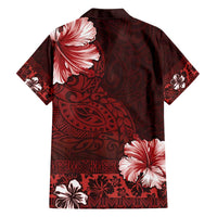 Hawaii Hibiscus With Oxblood Polynesian Pattern Family Matching Tank Maxi Dress and Hawaiian Shirt LT05 - Polynesian Pride