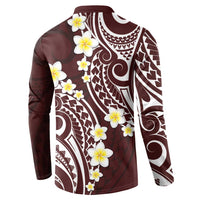 Plumeria With Oxblood Polynesian Tattoo Pattern Button Sweatshirt