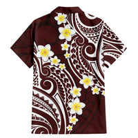 Plumeria With Oxblood Polynesian Tattoo Pattern Family Matching Mermaid Dress and Hawaiian Shirt LT05 - Polynesian Pride