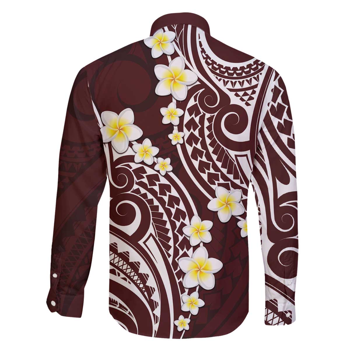 Plumeria With Oxblood Polynesian Tattoo Pattern Family Matching Puletasi and Hawaiian Shirt LT05 - Polynesian Pride