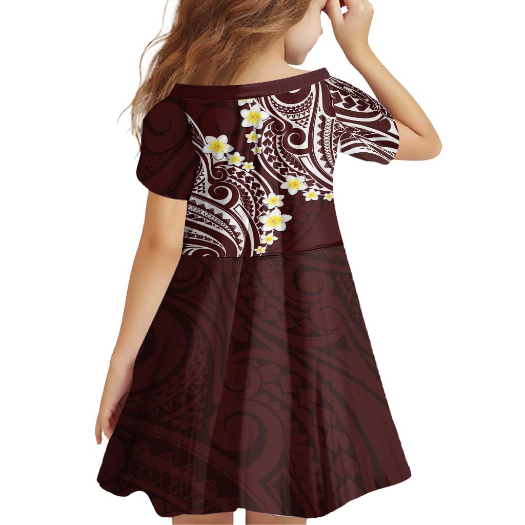 Plumeria With Oxblood Polynesian Tattoo Pattern Family Matching Summer Maxi Dress and Hawaiian Shirt LT05 - Polynesian Pride