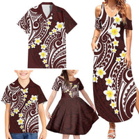 Plumeria With Oxblood Polynesian Tattoo Pattern Family Matching Summer Maxi Dress and Hawaiian Shirt LT05 - Polynesian Pride